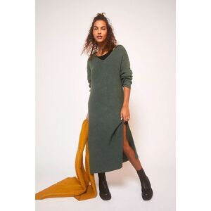 Free People Beach FP Claudia Sweater Midi Dress Hoodie Knit Fall Sage Green XS/S